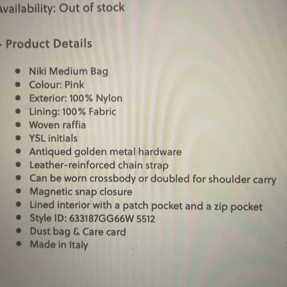 YSL medium Niki pink raffia shoulder bag - Picture 4 of 17